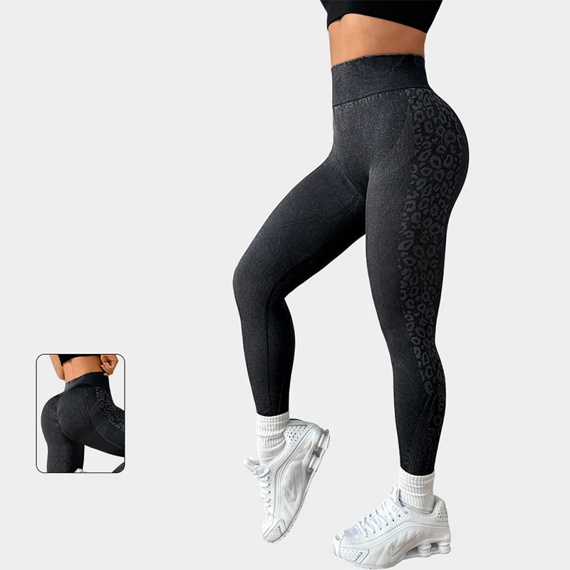 

TRY TO BN Yoga Pants Seamless Gym Leggings Sport High Waist Non-Slip Fitness Leopard Print Leggings Workout Clothes Tights Women