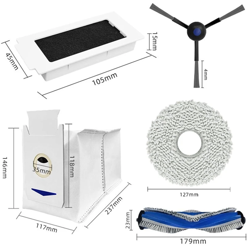 Escova Lateral Principal para Aspirador de Pó, Filtro HEPA, Acessórios Mop Pano, Ecovacs Deebot T30 Pro OMNI, T30 Max, T30 DDX14