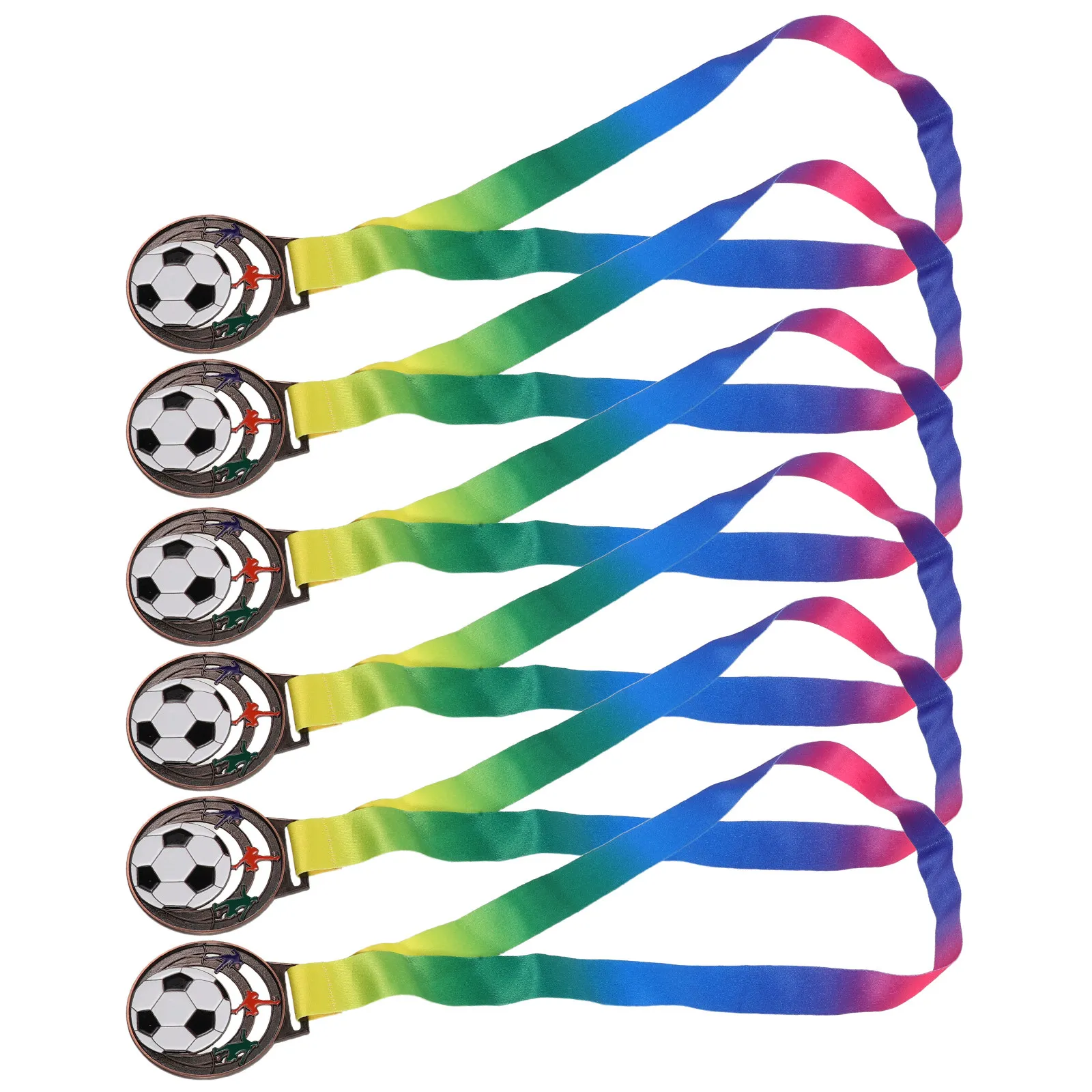 6Pcs Soccer Metal Medals Gold Finish for Football Awards Sports Competitions Prizes Tournament Medals Party Favors School Trophy