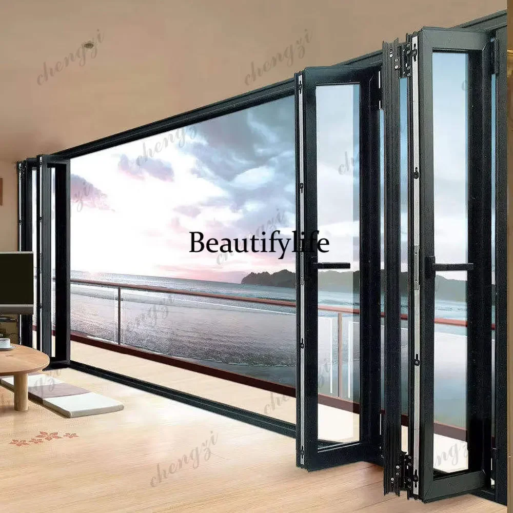 K153  Z183 Customization Modern Heavy-duty Folding Door System Patio Bifold Glass Door For Exterior Application For Living Room