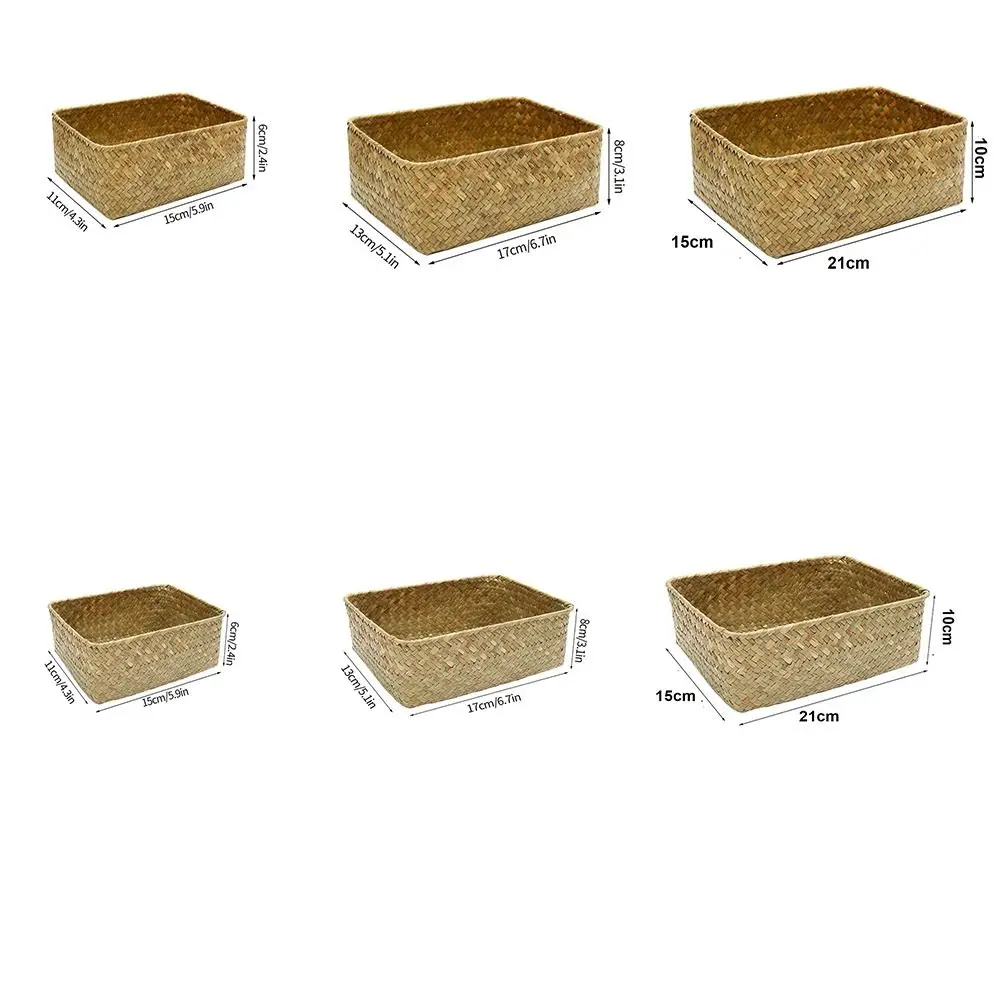 Home Decor Cosmetic Storage Fruit Storage Box Storage Baskets Picnic Basket Woven Seagrass Straw Rattan Basket