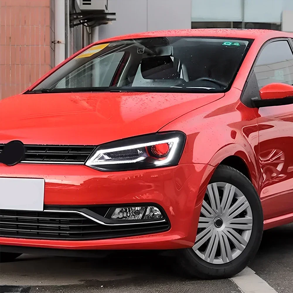 مجموعة مصابيح أمامية للسيارة لسيارة فولكس فاجن بولو 2011-2017 LED المصابيح الأمامية للسيارات ترقية عالية التكوين ملحقات عدسة العرض
