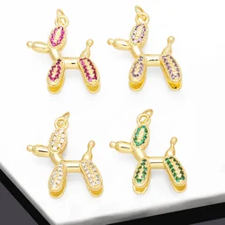 OCESRIO Multicolor Crystal Balloon Dog Pendant for Necklace Copper Gold Plated Cute Animal Jewelry Making Supplies pdtb257