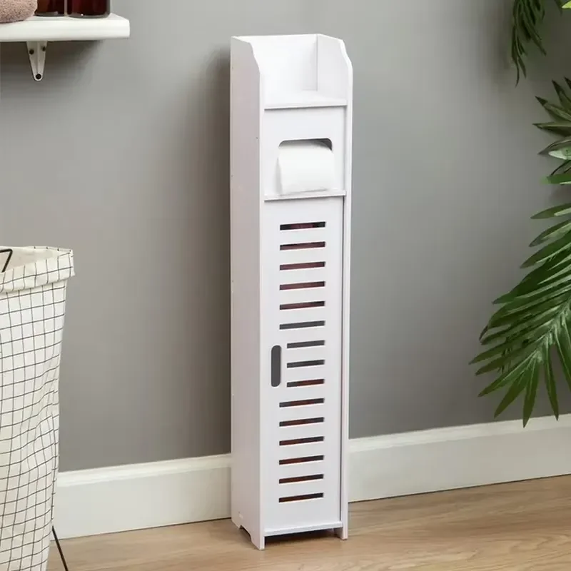 4 Tier Waterproof Bathroom Storage Rack Narrow Gap Cabinet Floor to Ceiling ABS Plastic Removable Toilet Organizer Shelf Unit