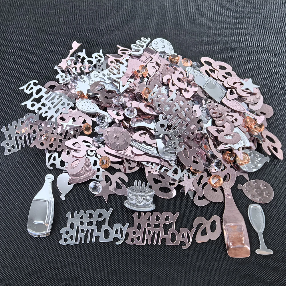 Rose Gold Pink Silver Digital Glitter Debris 16th 18th 30th 40th 50th 60th Girls Boys Men Women Birthday Party Confetti Decor