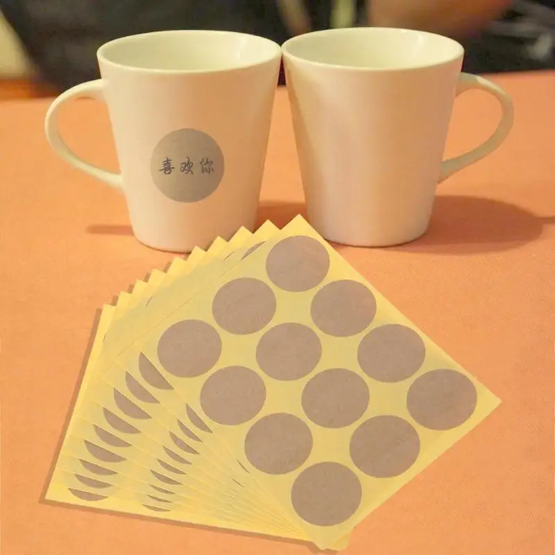 G6KA 120Pcs Blank Round Craft Packaging Seals Kraft Sealing Sticker Label Paper DIY