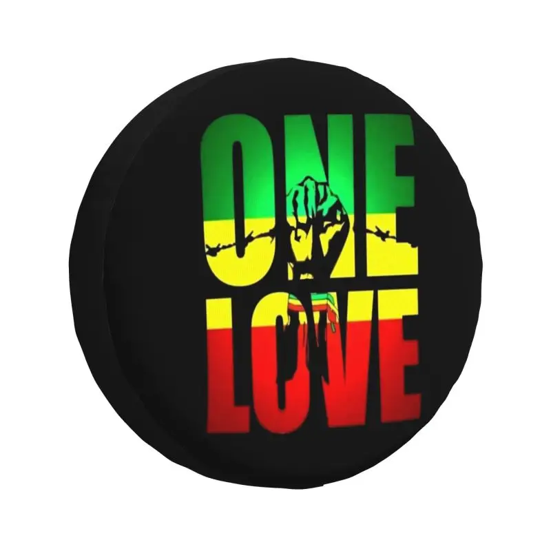 Custom One Love Reggae Jamaica Flag Spare Wheel Cover for Jeep Hummer 4WD RV Tire Protector 14