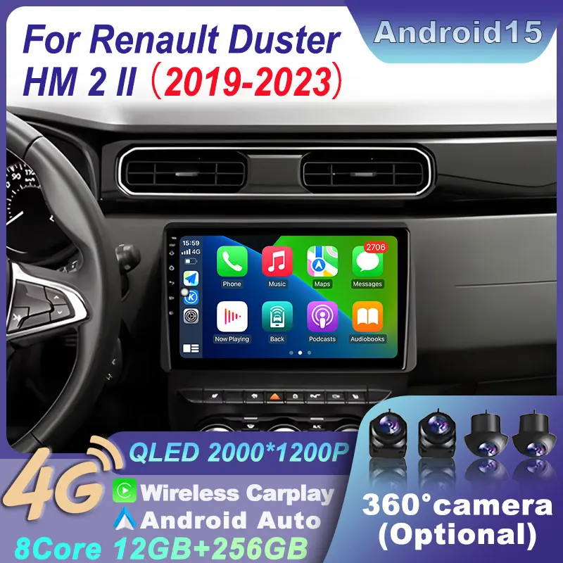 

Android 15 For Renault Duster HM 2 II 2019-2023 10 '' Car Video Multimedia Radio Player GPS WiFi Touch Screen BT Navigation Auto