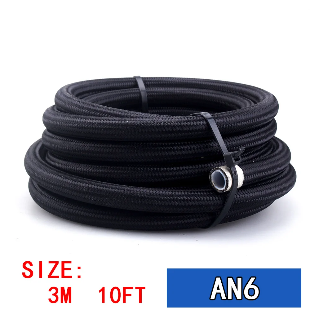 Fitting Adapter AN6 Hose Braided PTFE Brake Hose Fuel Oil Line Kit 3m/10ft Oil Cooler Car Hose Pipe Hose with 7pcs Hose Fitting