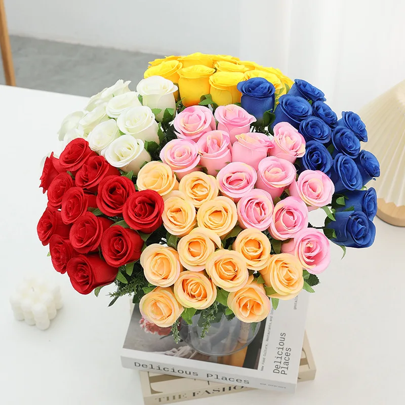 37CM Artificial Roses with 12 Heads Bride Holding Flowers Home Decoration Wedding Hall Road Guidance Decoration