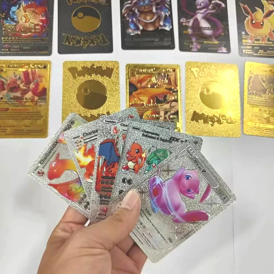 

55PCS Pokemon Cards Vmax GX Gold Foil Flash Box Party Interactive Game English Spanish funny Game Battle Collection Cards