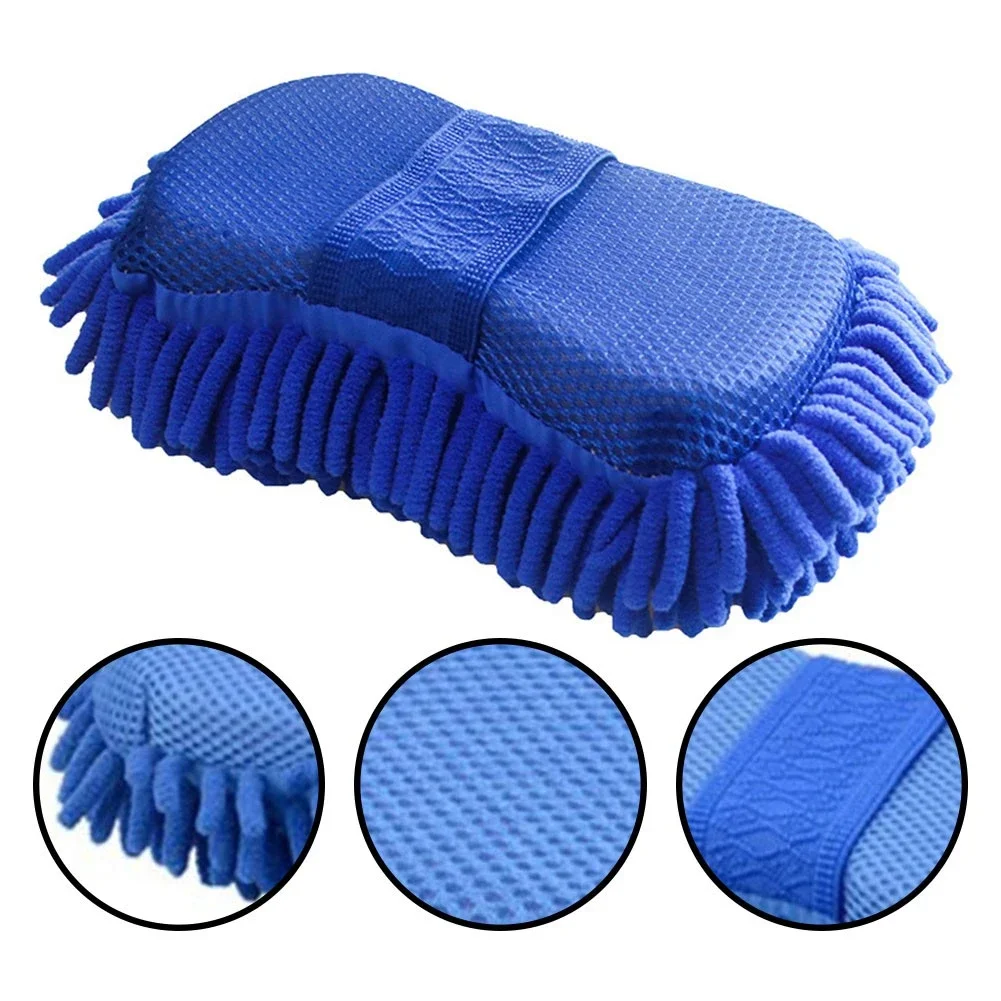 1 Pc Blue Microfiber Chenille Car Wash Sponge Care Washing Brush Pad Cleaning Tool Auto Washing Towel Gloves Styling Accessories image 6