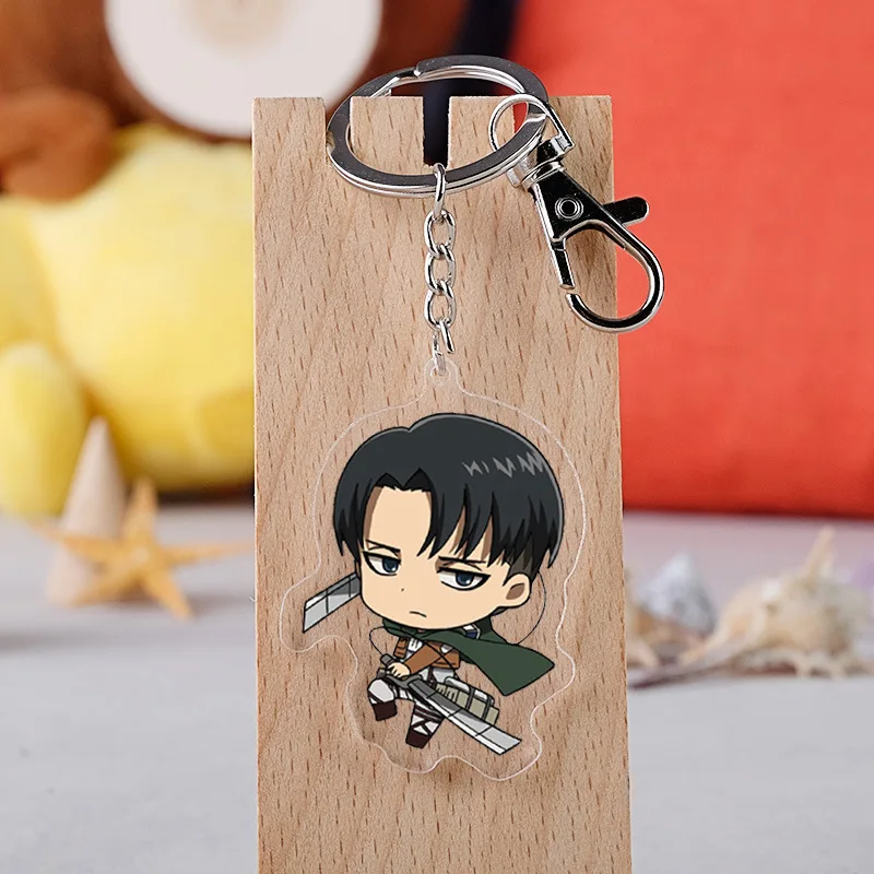 Anime Attack on Titan Levi Ackerman Eren Jaeger Key Chain Pendant Cosplay Two-sided Acrylic Keychain Keyring Prop