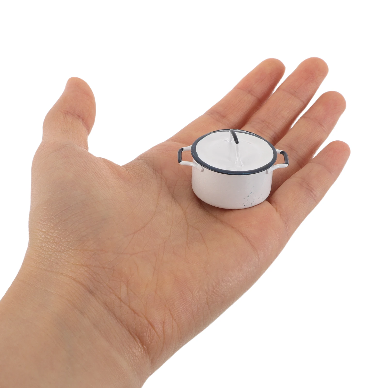 2 Stuks Miniatuur Kookgerei 1:12 Schaal Blauw-Edge Witte Saus Pot Poppenhuis Accessoires Spelen Keuken Scène Decoratie Koken