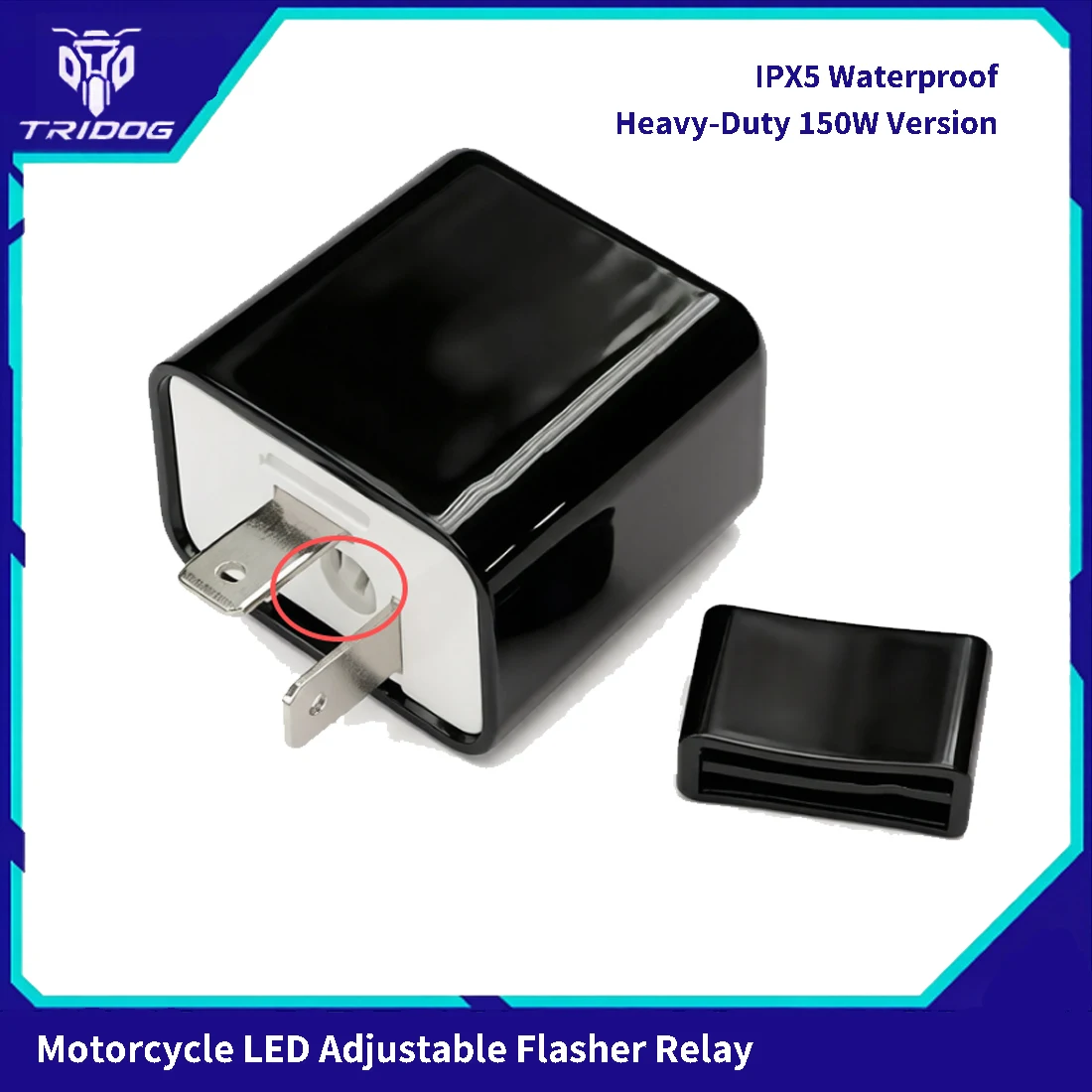 Motorcycle LED Adjustable Flasher Relay 0.1W-150W Load Fix LED Fast Flashing IPX5 Waterproof for Honda Yamaha Suzuki 110cc-150cc