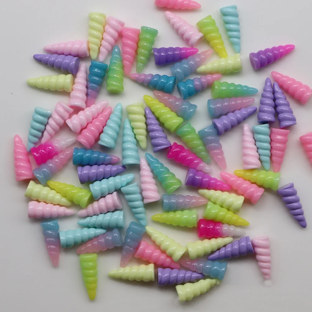 10 PCS Unicorn Horn Toys Resin Spiral Shaped Decoration Party Favor Party Supplies (Random Color) unicorn headpiece