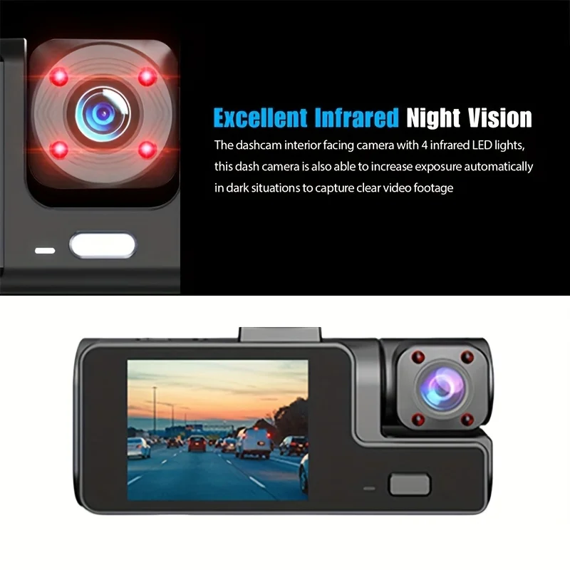 

This new 1080P dual lens car DVR dash cam records video from both the front and rear to help document your drives.