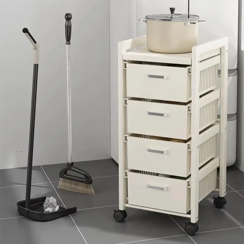 Removable Washable Drawer Type Mobile Rolling Produce Rack Fruit Vegetable Storage Cart for Daily Kitchen Use
