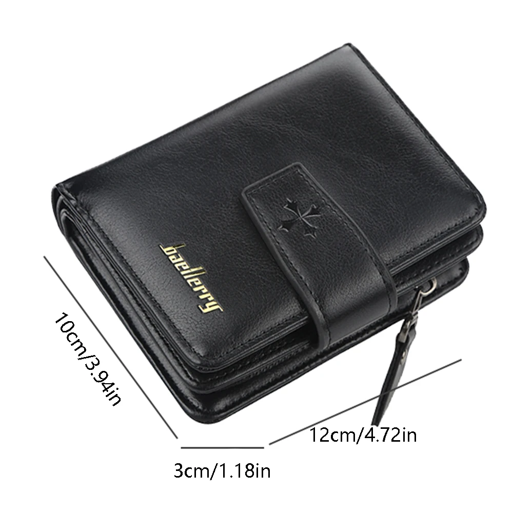 Trendige Herren-Geldbörse mit Schnalle, kurze Geldbörse im schlichten Street-Style, modisches Herren-Accessoire mit mehreren Kartenfächern, multifunktionale Herren-Geldbörse mit großem Fassungsvermögen. – Detail 5