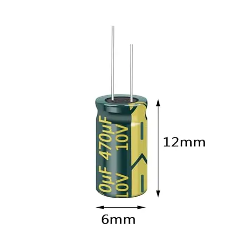 20PCS 10V 470UF Capacitor 6x12mm(0.24x0.47in) High Frequency Aluminum Electrolytic Capacitors for TV, LCD Monitor, Game