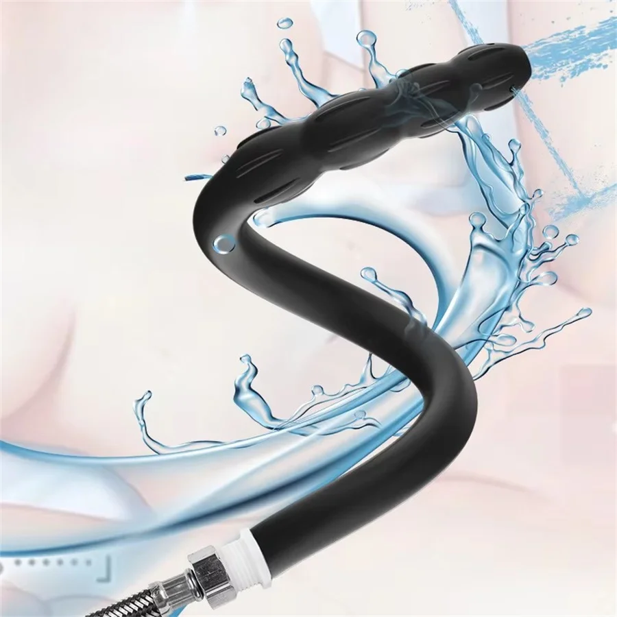 Silicone Clean Vaginal Anal Washer Shower Butt Plug Long Tube Enema Washing Cleaning Nozzle Sex Toys For Women Men Gay Lesbian