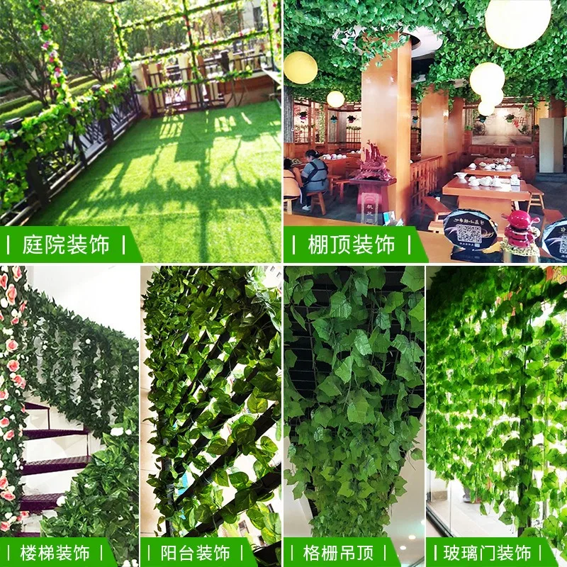 2.2M Artificial Plant Green Leaves Ivy Wall Hanging Vine Plants Home Garden Decoration Wedding Party DIY Fake Wreath Leaves