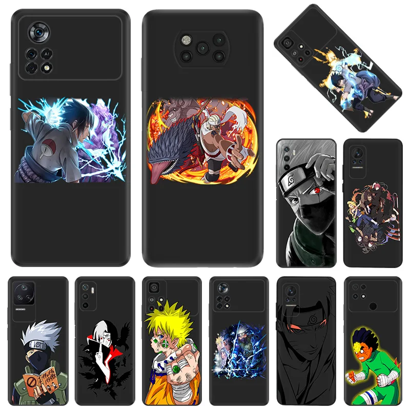 Phone Case For Xiaomi Poco C40 C51 C50 C61 M5 M4 M3 X5 X4 X3 F5 F4 F3 14 A3X Anime N-Narutos Kakashis Black Soft Anti-Drop Cover