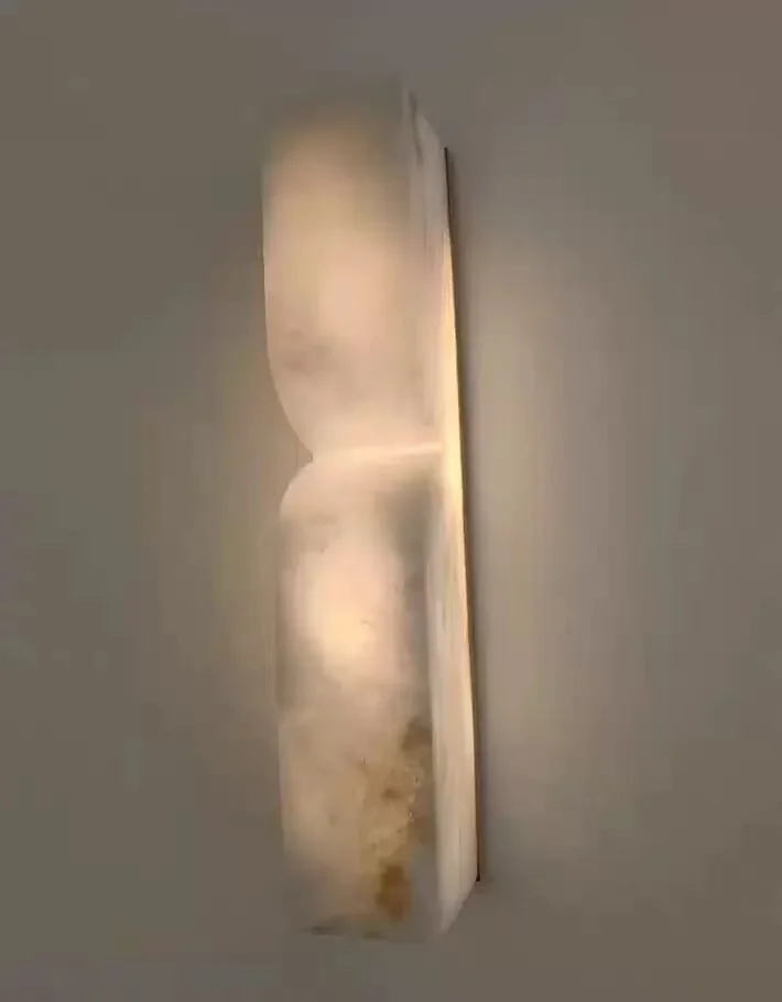 Spanish marble wall lamp all copper minimalist LED backlit wall lamp bedroom living room bedside Nordic luxury home decoration