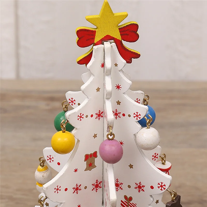 Desktop Christmas Tree Decoration Ornaments Children Handmade DIY Stereo Wooden Christmas Tree Scene Layout Christmas