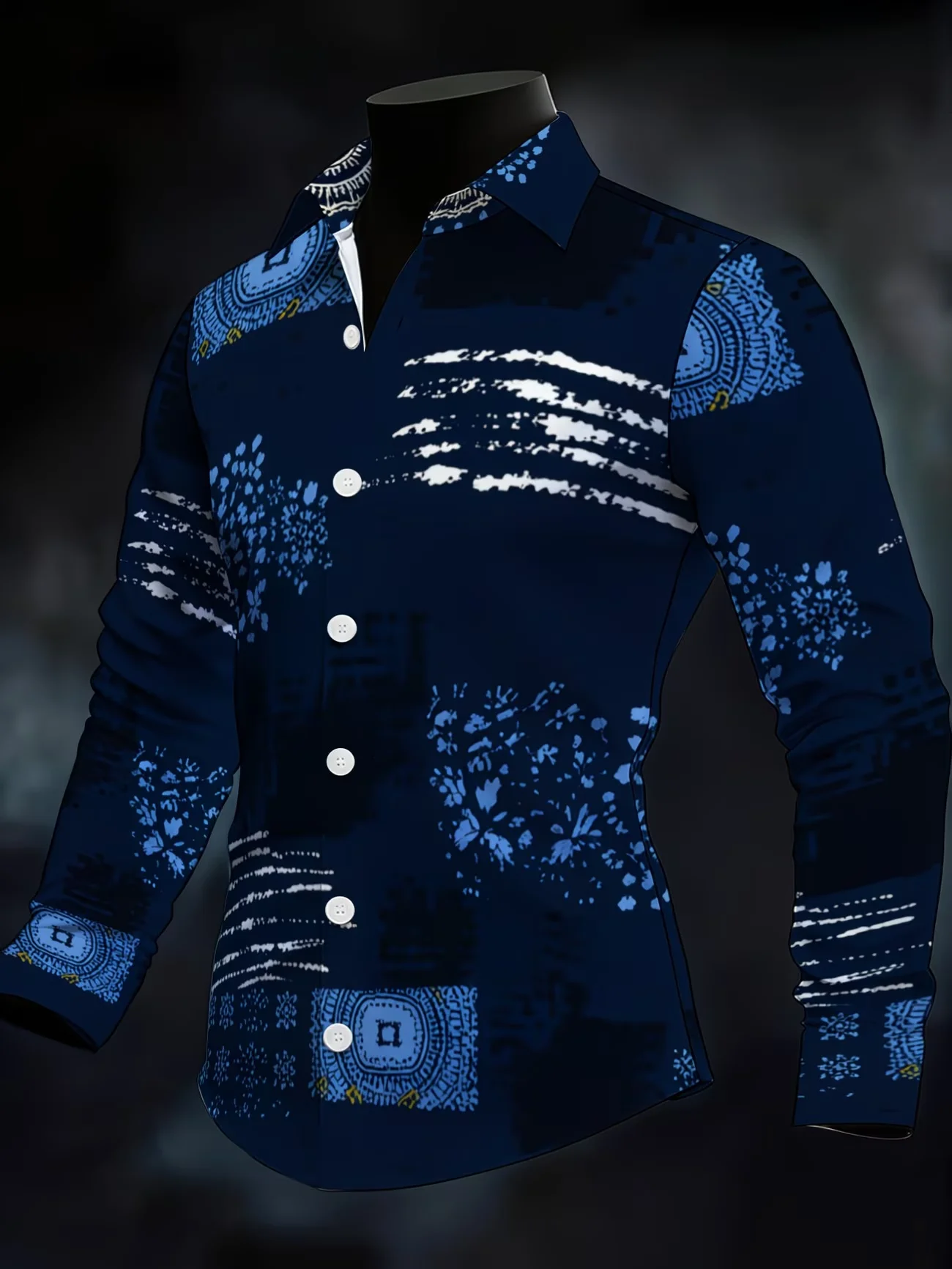 New men's Fashionable Luxury Long Sleeved Shirt With high-definition 3D Printed Shirt And Mask Pattern Top