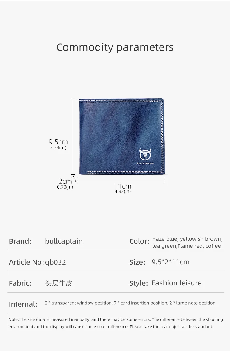 BULLCAPTAN Echtes Leder männer Brieftasche RFID Funktion Mode männer Karte Clip Brieftasche Neueste Geschenk Box männer Business brieftasche QB032 – Detail 9