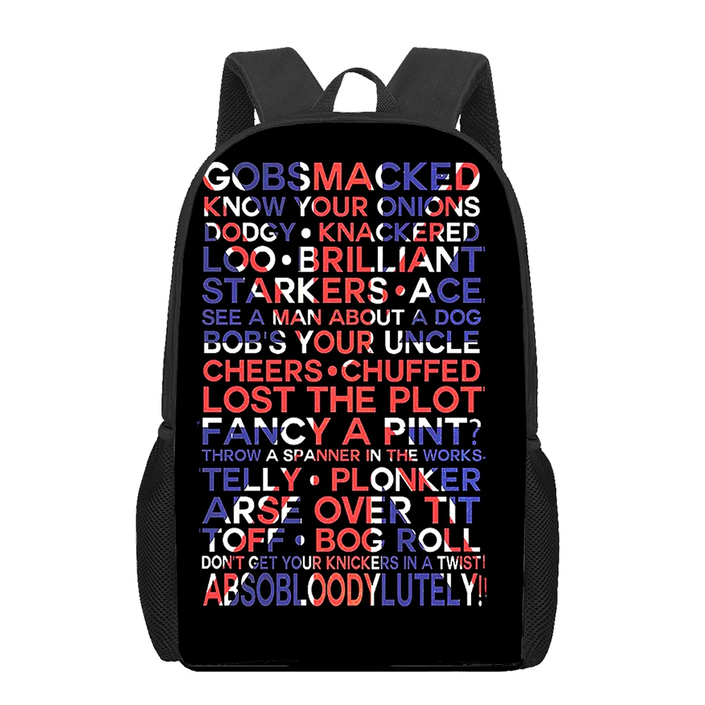 Cartoon England Ich liebe London 3D-Druck Schult asche Set für Teenager Mädchen Grundschule Kinder Bücher tasche Kinder Schulranzen Mochila Infantil