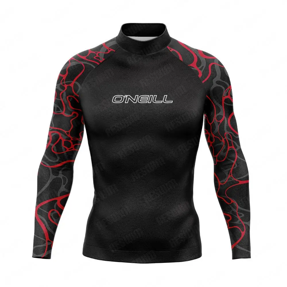 2025 Men's Long Sleeve Surfing Suit Rashguard Swimsuit Sun UV Protection T-Shirt Surf Diving Swimming Tight Rash Guards Swimwear