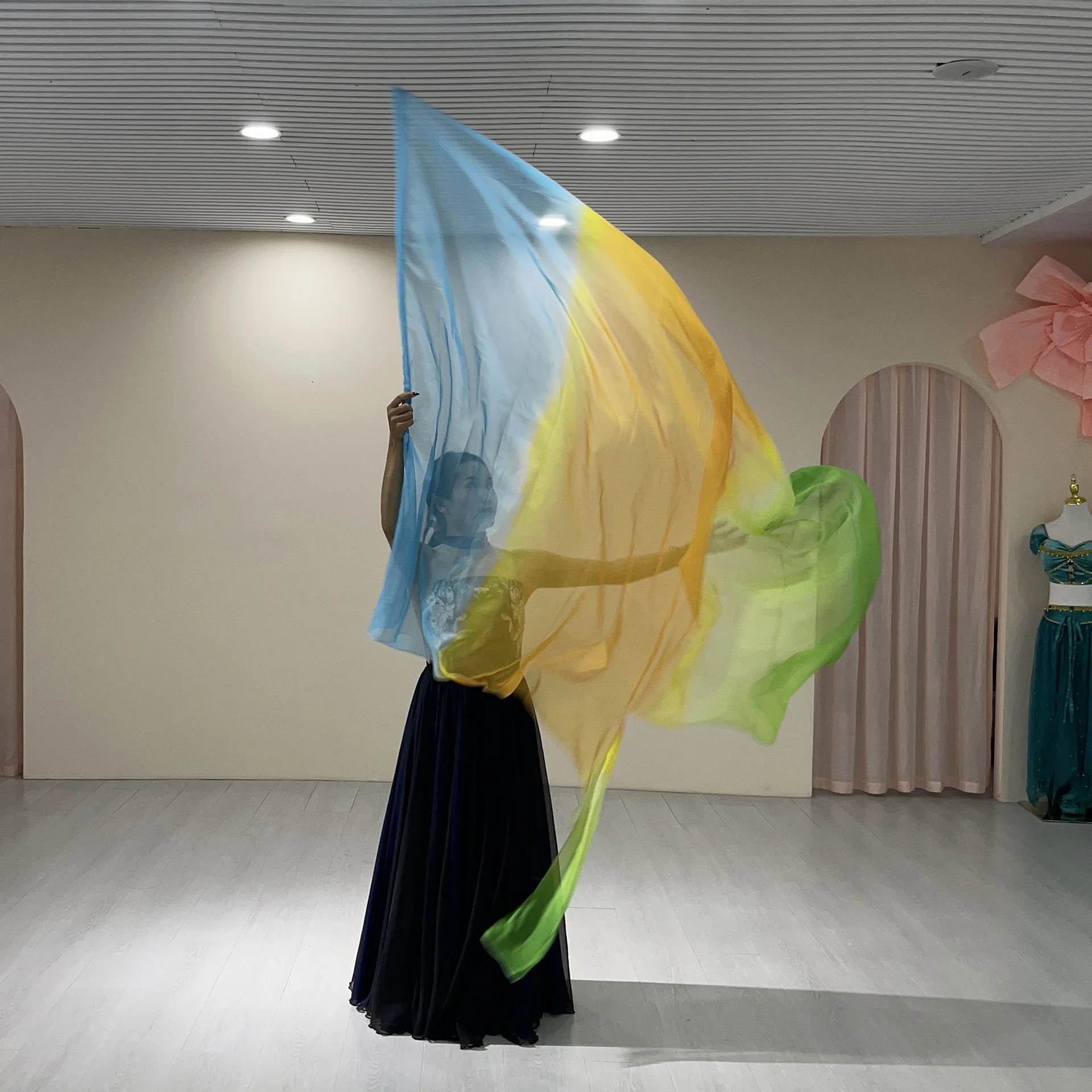 European and American belly dance gradual change color worship dance props chiffon yarn dress performance professional stage wo