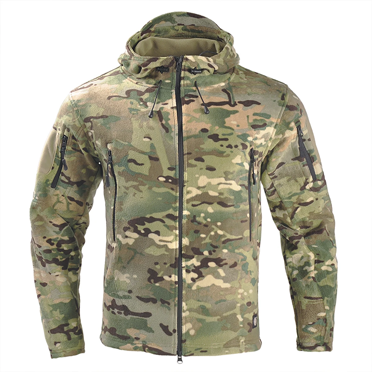 Full Zip Up Tactical Army Fleece Jacket Camo Military Clothing Thermal Hooded Jacket Work Coats Mens Jacket Outwear Windbreaker