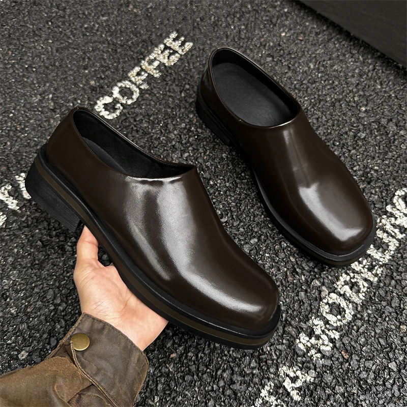 

Men's leather shoes Trendy thick bottom height increasing style Fashion party and business office Trendy youth shoes Classic