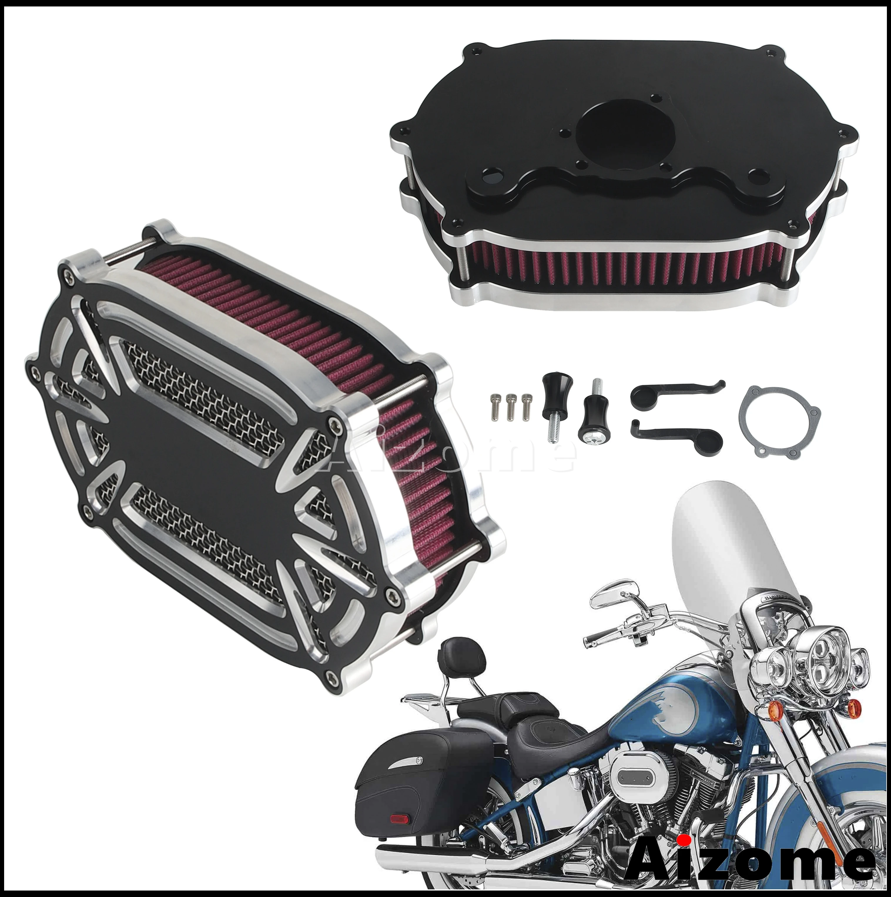 Motorcycle Filter Air Cleaner For Harley Heritage Softail Classic FLSTC FatBoy FLSTF Breakout FXSB Deluxe FLSTN Slim FLS 2000-15