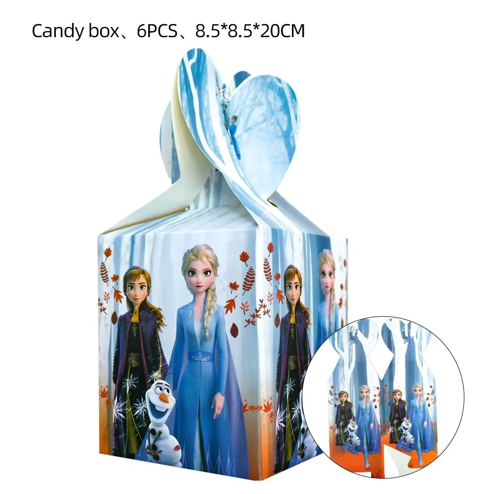 6/24pcs Disney Frozen Candy Popcorn Boxes Cookies Chocolate Snacks Boxes Anna Elsa Princess Candy Boxes for Girls Birthday Party