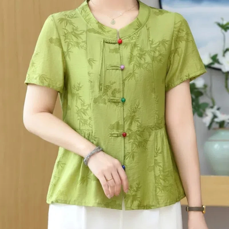 

2025 Mom's Short-sleeved Shirt Summer New Fashion Top T-shirt Fashionable Women's