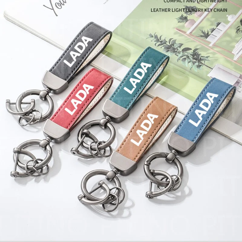 New Leather Car Keychain Key Rings For Lada Samara 2109 Largus Priora Xray Cross 2112 2114 Granta Vesta Niva Auto Accessories