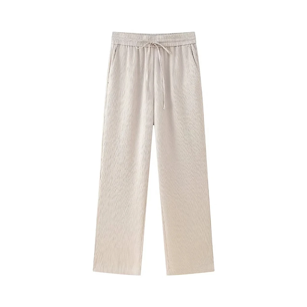 Losse blazerjas met dubbele rij knopen en broek met hoge elastische taille en wijde pijpen, vrouwelijke tweedelige sets, mode