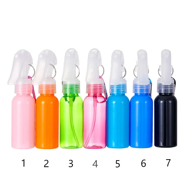 Botella de Spray de 60ml con gancho, atomizador de Perfume de plástico transparente recargable s, Mini accesorios de viaje vacíos