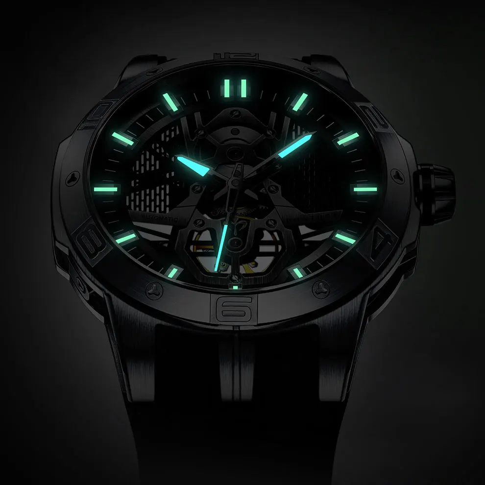 PONIGER Top Brand Automatic Mechanical Men's Watch Casual Fashion Sports Watch Sapphire Glass Stainless Steel Waterproof Clock