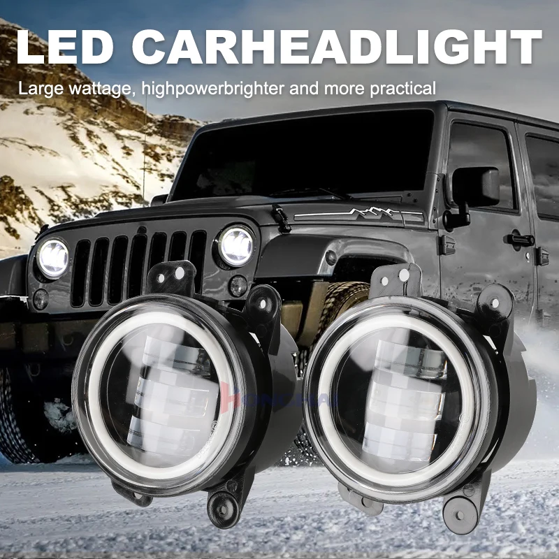 

2Pcs 4inch LED Fog Lights For Wrangler 30W With White Yellow Halo DRL Front Bumper Led Chip Driving Offroad Fog Lamps Assembly