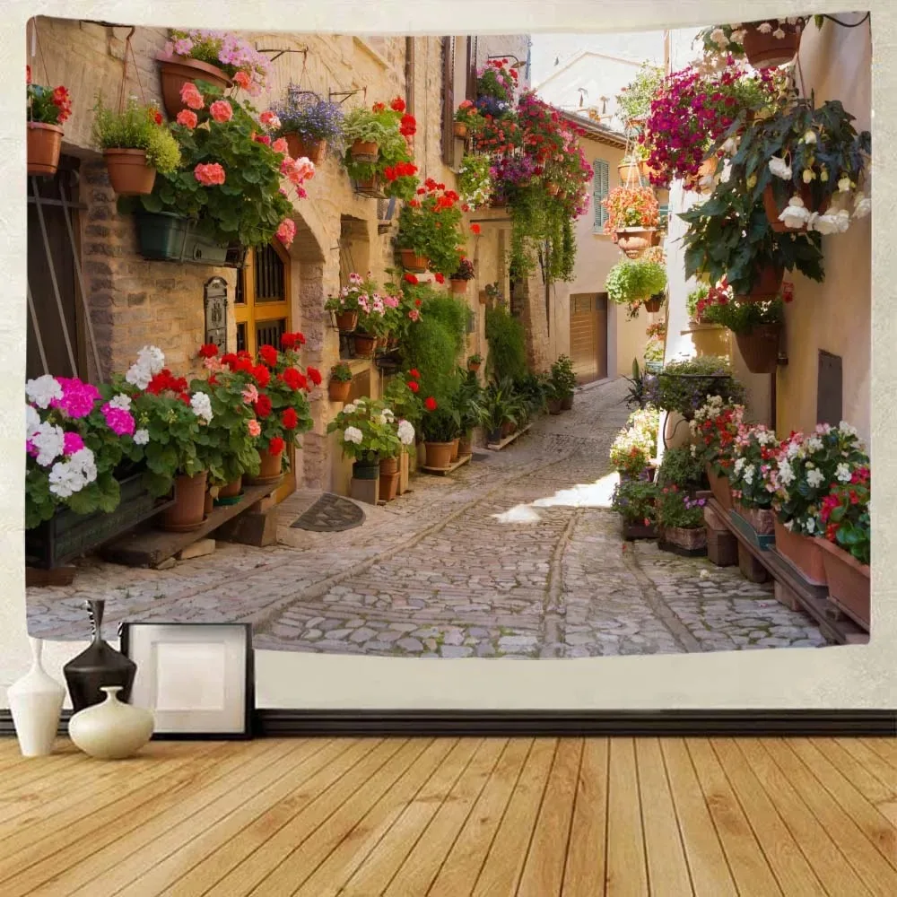 Tapestry Wall Decor Large Wall Tapestry Bohemian Home Living Room Art Hanging Cloth Retro Town Garden Landscape Wall Hanging