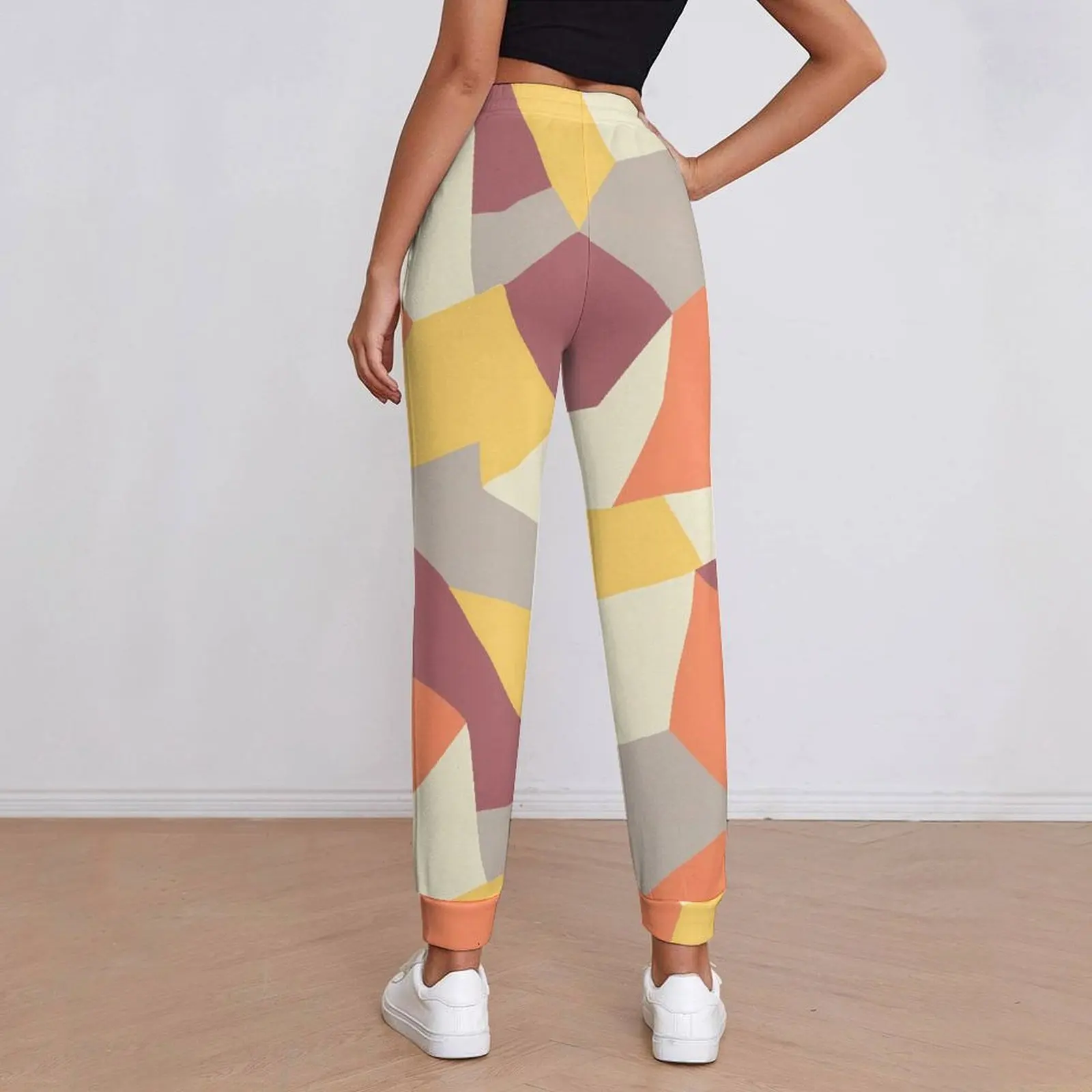 Color Block Print Pants Woman Abstract Shape Classic Sweatpants Autumn Pattern Harajuku Oversize Trousers Birthday Gift