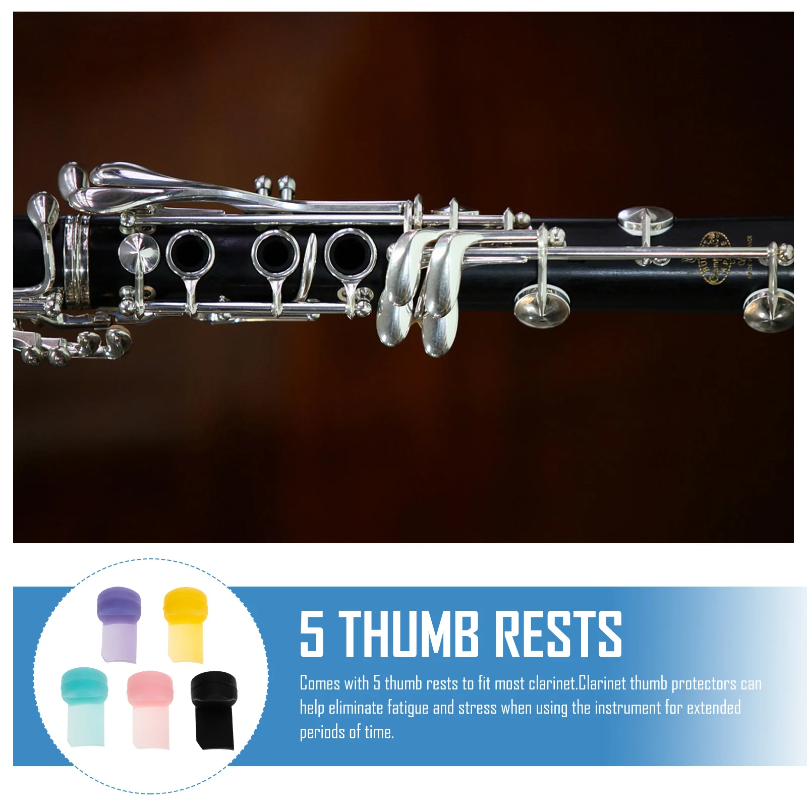 

5 Pcs Clarinet Thumb Rest Finger Support Silicone Pad Accessories Vibrant Color Anti Slip Long H Durability Comfort