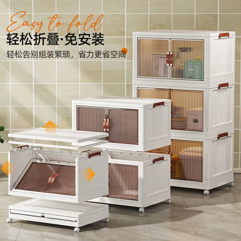 

2/3 Layer Foldable Snack Storage Box - Large Capacity Storage Box with Pulley for Home Living Room Bedroom Clothing Storage