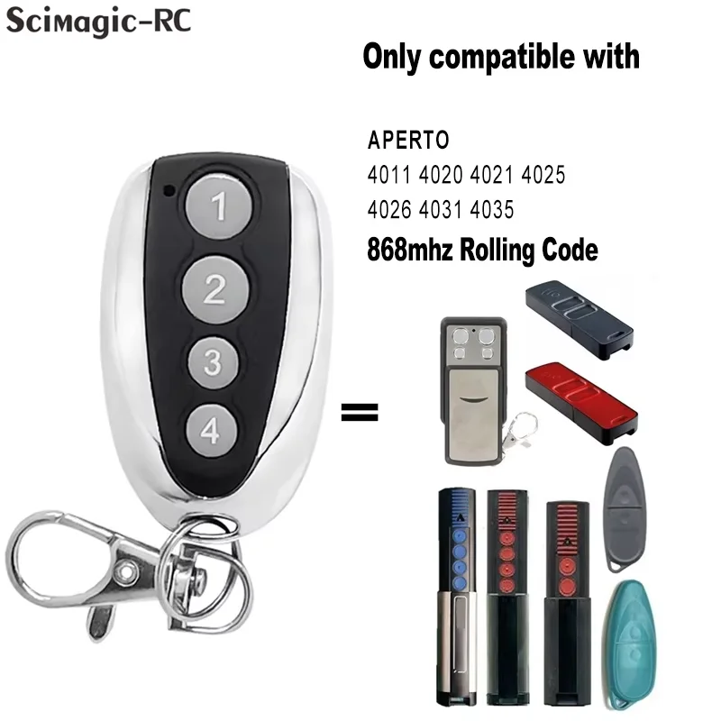 868MHz Rolling Code Garage Remote Control APERTO 4025 TX02-868-2, 4020 TX-03-868-4,4035,4021,4026 TX03-868-2 Door Opener