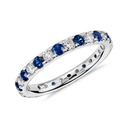 Huitan Exquisite Women's Thin Ring Full Paved Blue White Cubic Zirconia Simple Stylish Promise Rings Wedding Party Jewelry